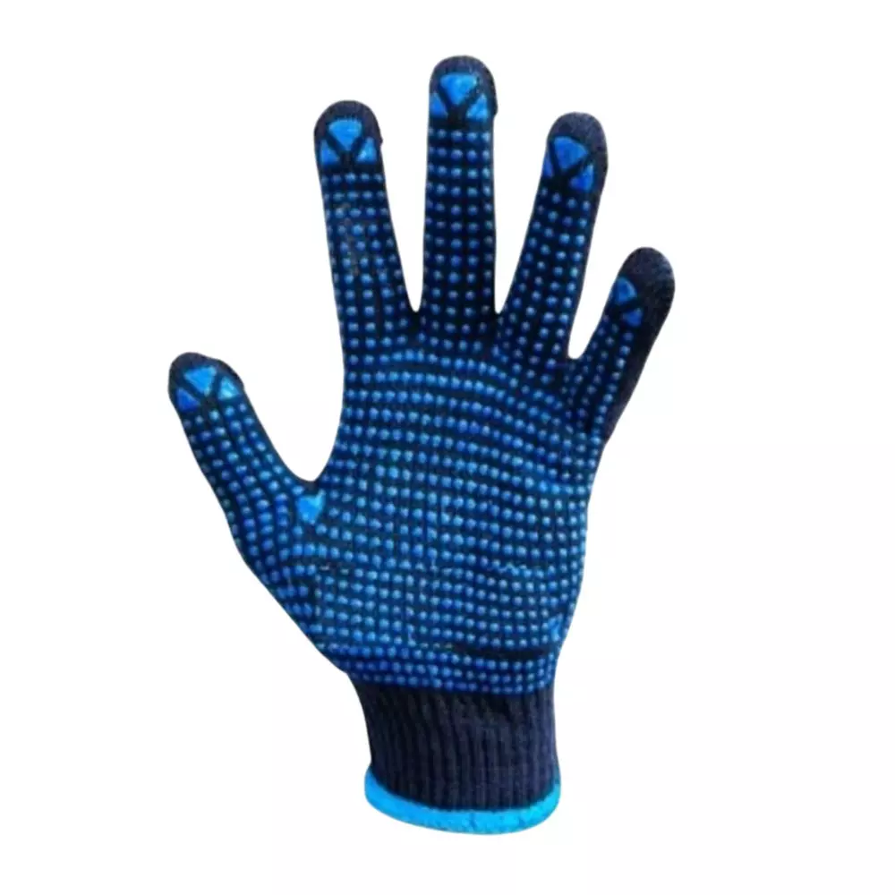 Swavind Safety Hand Gloves Blue Cotton Fabric with PVC Dotted Palm Free Size (Pack of 600 Pair)