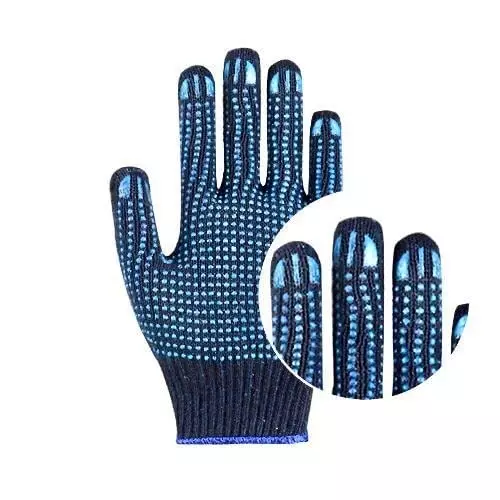 Swavind Safety Hand Gloves Blue Cotton Fabric with PVC Dotted Palm Free Size (Pack of 600 Pair)