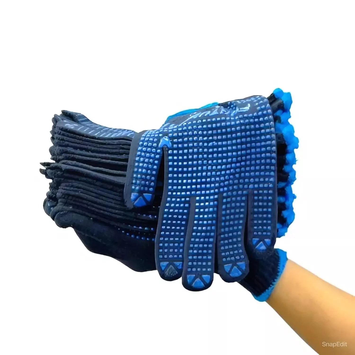 Swavind Safety Hand Gloves Blue Cotton Fabric with PVC Dotted Palm Free Size (Pack of 600 Pair)