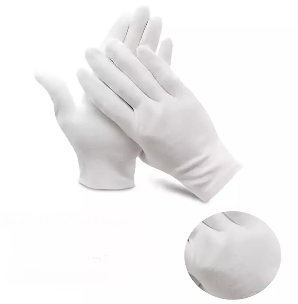 TK Soft Cotton Gloves Single Layer For Coin Jewelry Silver Costume Inspection (Pair of 12 Piece)
