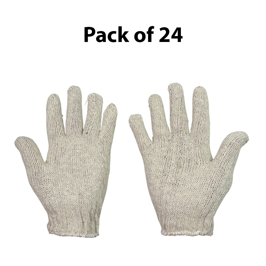 GENERIC Cotton Knitted Gloves 7 Gauge 35 g Free Size (Pack of 24 Pair)