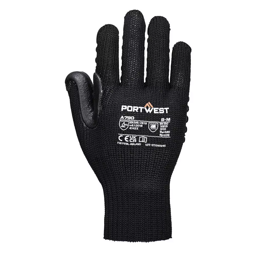 portwest-anti-vibration-10-chloroprene-hand-glove-black-l-size-polyester-elastic-rubber-chloroprene-full-fingered-for-industrial-use-a790bkrl