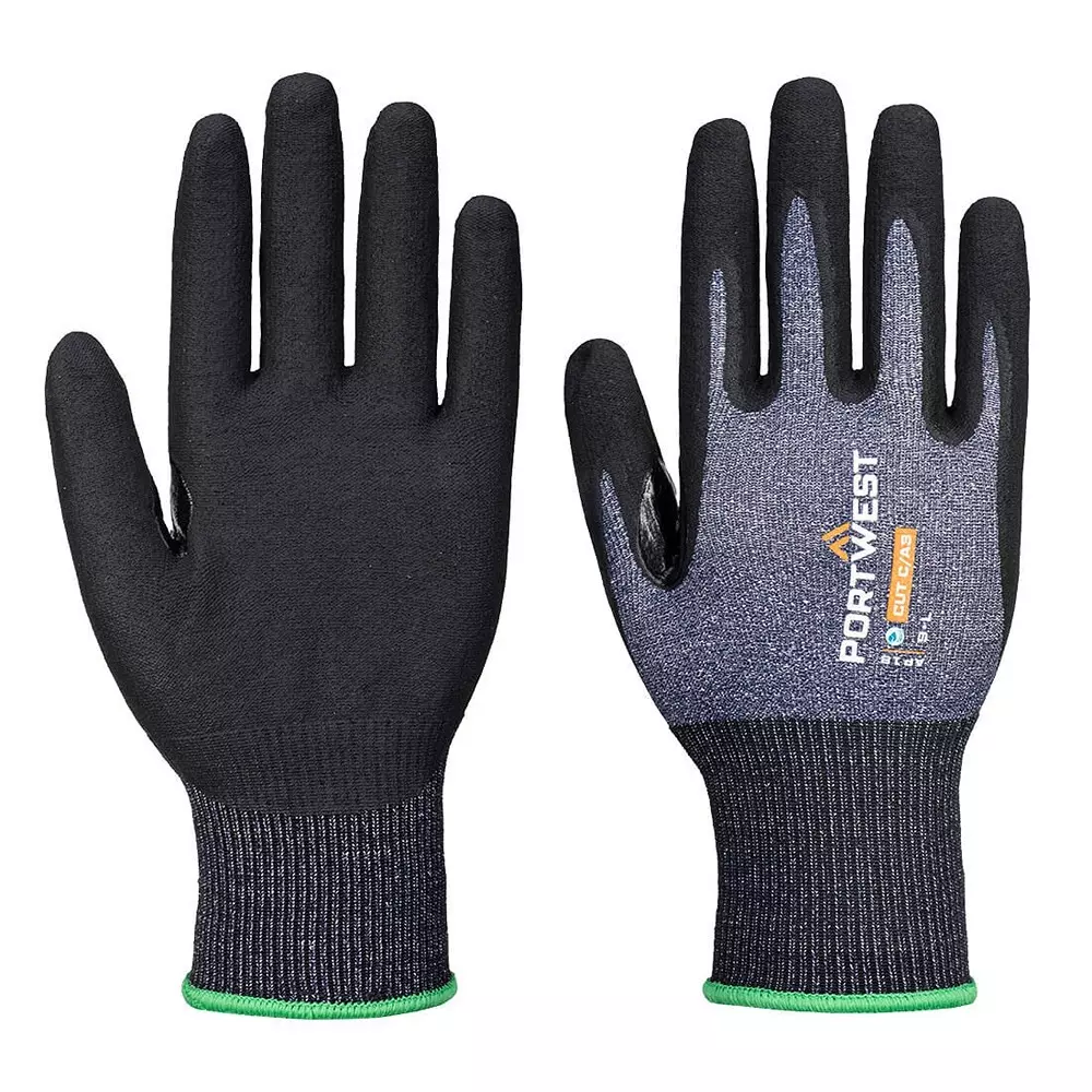 Portwest Hand Gloves Blue & Black M Regular Fit Full Fingered for Industrial Use, AP18B8RM (Pack of 6 Pairs)