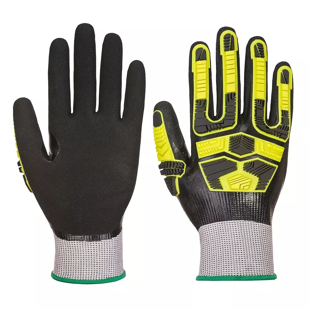 Portwest Hand Gloves Grey & Black XL Regular Fit Full Fingered for Industrial Use, AP55G8RXL