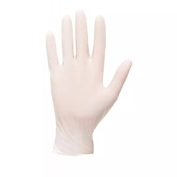Portwest Hand Gloves White L Regular Fit Full Fingered Latex & Natural Rubber for Industrial Use, A915WHRL (Pack of 50 Pairs)