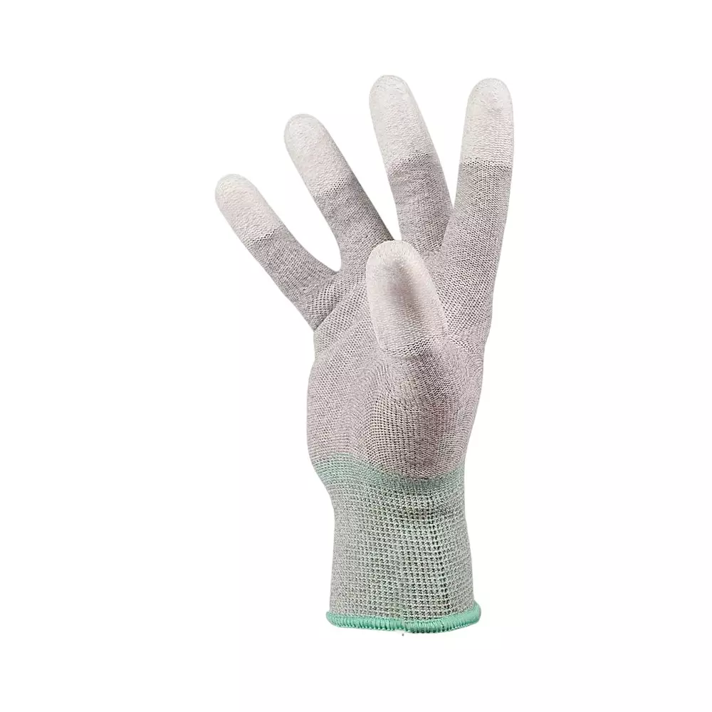 GLOBALSS Top Fit ESD Gloves Polyester Yarn 80% and Carbon Fiber 20% Grey Full Fingered Medium