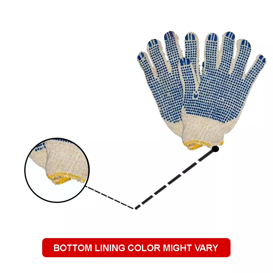 Metro Dotted Hand Gloves Full Finger Knitted & PU For Industrial White & Blue, HP-001 (Pack of 600 Pair)