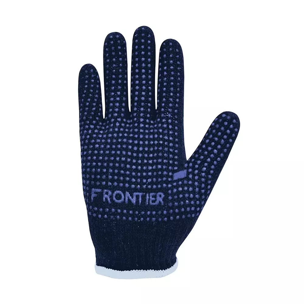 frontier-safety-hand-gloves-pvc-regular-size-cotton-knitted-design-black-pack-of-20-pair-ft605
