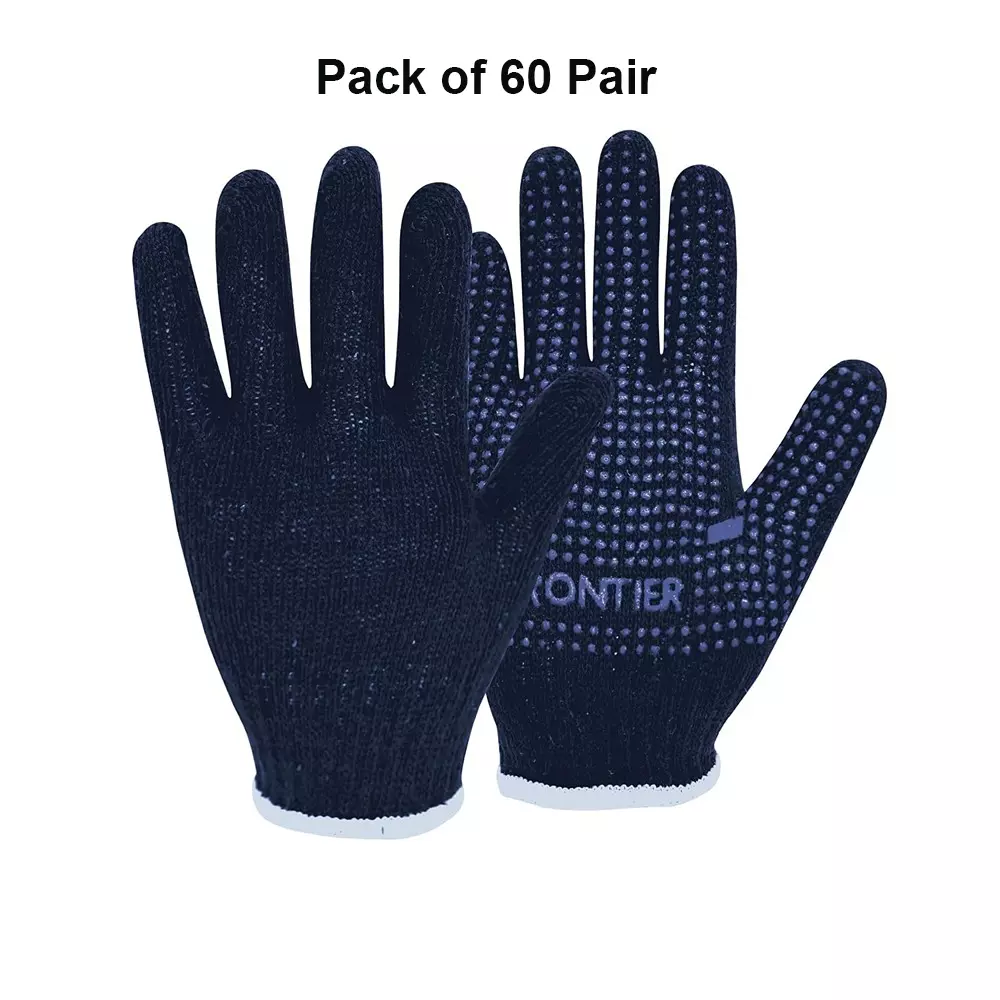 frontier-safety-hand-gloves-pvc-regular-size-cotton-knitted-design-black-pack-of-60-pair-ft605
