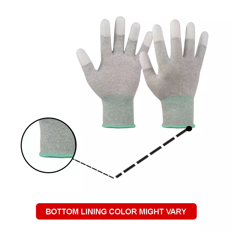 GLOBALSS Non-Powdered ESD Gloves Gray Full Fingered Medium