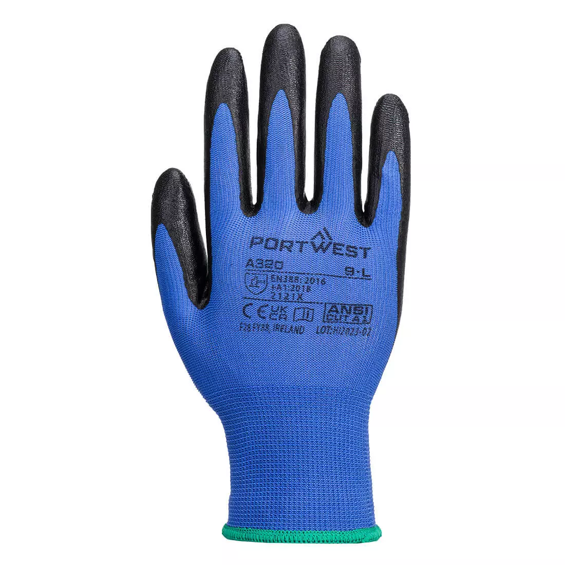 portwest-hand-glove-black-13-gauge-liner-dexti-grip-l-size-polyester-elastic-nitrile-full-fingered-for-industrial-use-a320blul