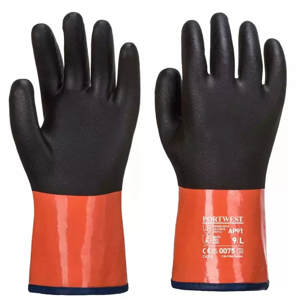 Portwest Hand Gloves Black L Regular Fit Full Fingered for Industrial Use, AP91K1RL