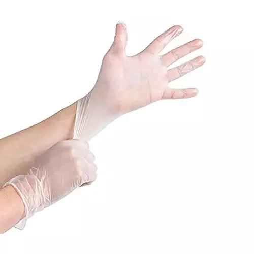 GLOBALSS Plain ESD Gloves Vinyl PVC Transparent Full Fingered (Pack of 10)