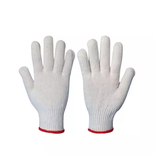Atlas Hand Gloves Knitted White Cotton Free Size 35 g for Industrial Use, (Pack of 24 Pair)