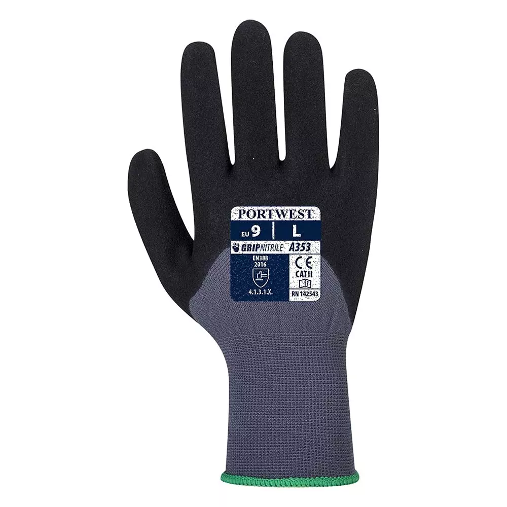 portwest-palm-dotted-hand-glove-grey-black-15-gauge-liner-l-size-dipping-nitrile-foam-full-fingered-for-industrial-use-a353g8rl