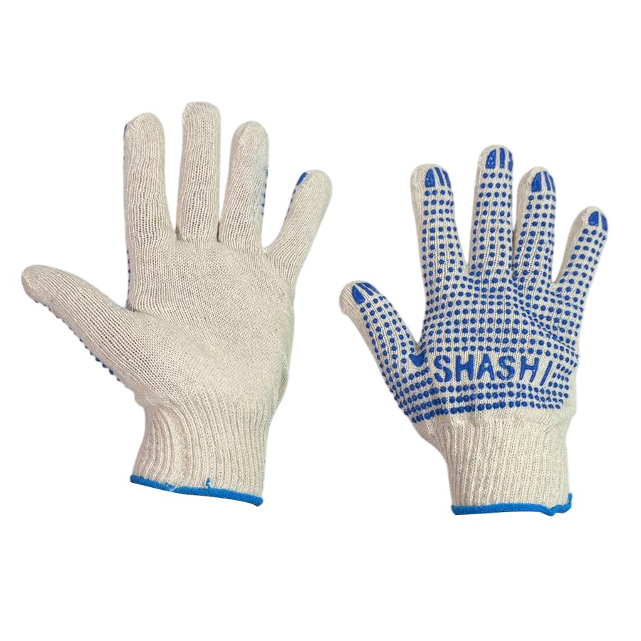 STOCKHAWKERS Safety Hand Gloves White and Blue Color M Size (Pack of 60 Pair)