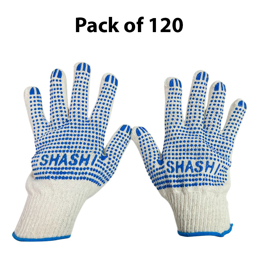 STOCKHAWKERS Safety Hand Gloves White and Blue Color M Size (Pack of 120 Pair)