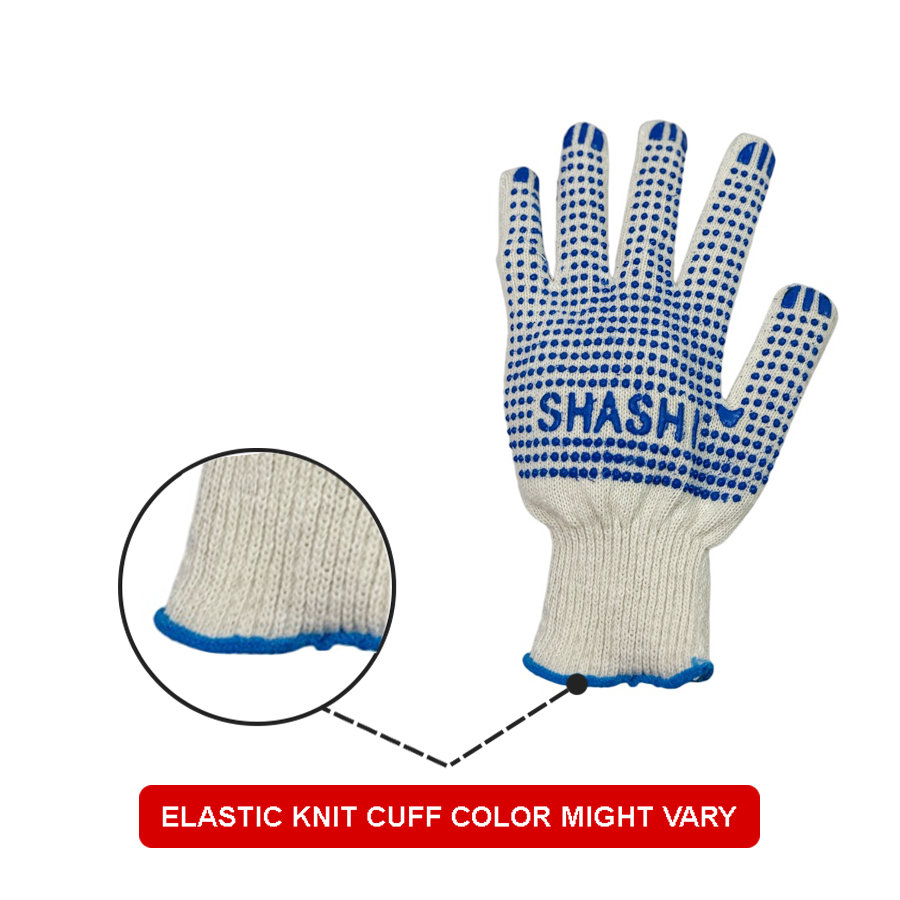 STOCKHAWKERS Safety Hand Gloves White and Blue Color M Size (Pack of 1 Pair)