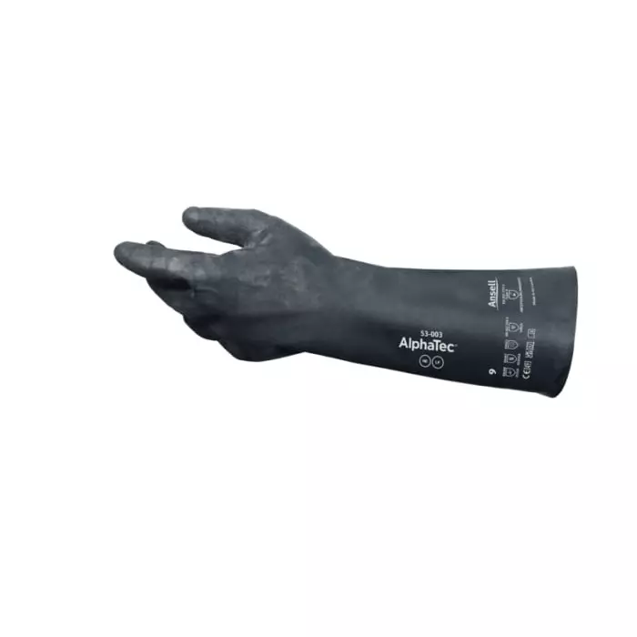 Ansell Black Nylon Chemical Resistant Work Gloves Size 7 Neoprene Coating, 53003070 (1 Pair)