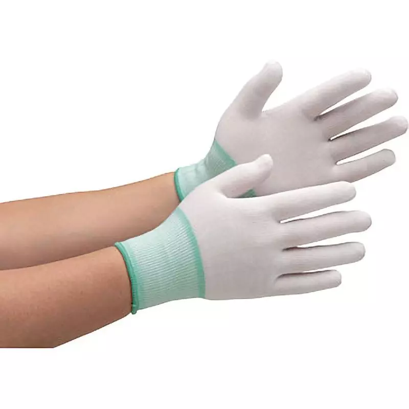 MIDORI Polyester Gloves White M Size 16.5 cm Palm Circumference, NPU-132-M (Pack of 10 Pair)