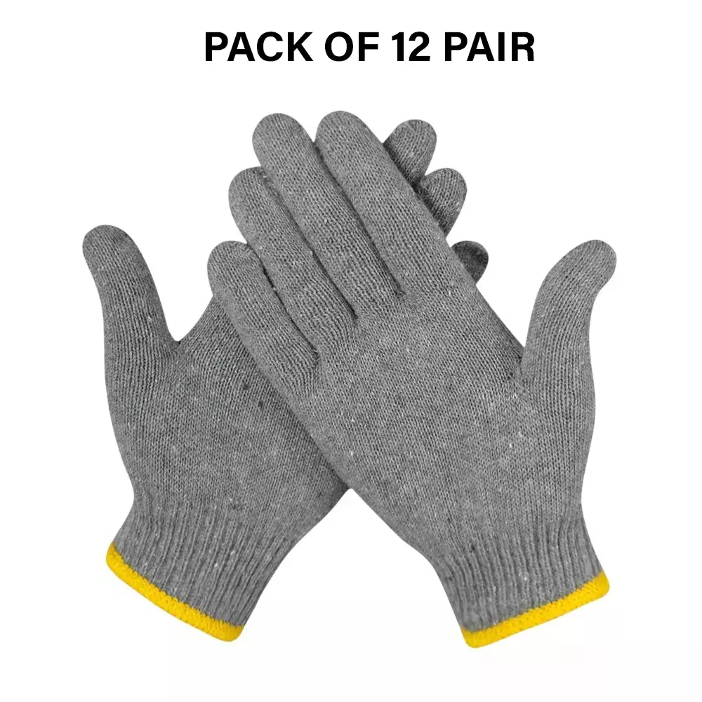 Swavind Safety Hand Gloves Lint-Free Nylon Anti Static Soft & Stretchable Grey Free Size (Pack of 12 Pair)