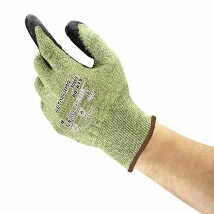 Ansell ActivArmr 80-813 Black Acrylic Aramid Glass Fibre Cut & Heat Resistant Cut Resistant Gloves Size 7, 80813VP070