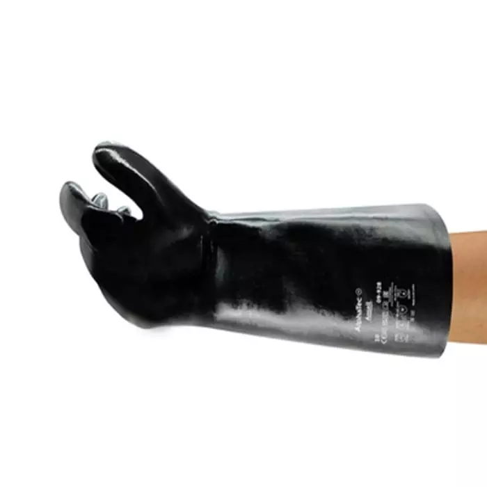 Ansell AlphaTec 09-928 Black Cotton Jersey Chemical Resistant Work Gloves Size 10 Neoprene Coating, 9928100
