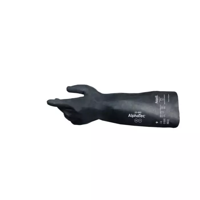 Ansell AlphaTec Black HDPE Chemical Resistant Work Gloves Size 8 Neoprene Coating, 53002080 (1 Pair)