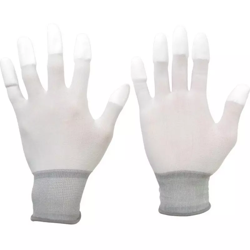 MIDORI Nylon Gloves White L Size 19.0 cm Palm Circumference 7.8 cm Middle Finger Length Nylon, MCG501N-L (Pack of 10 Pair)