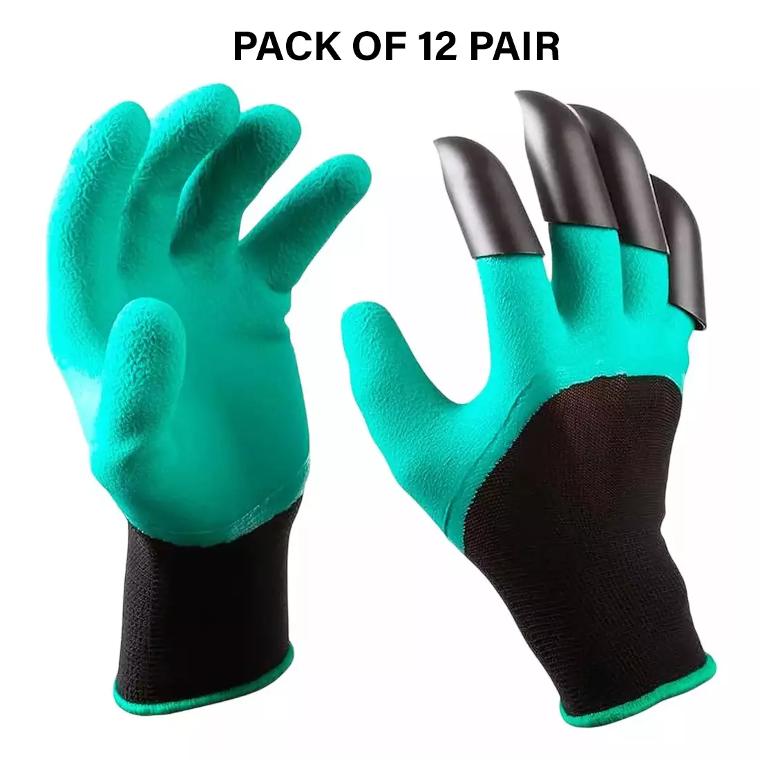 Swavind Safety Hand Gloves Strong Flexible Fabric Puncture Resistant Green & Black Free Size (Pack of 12 Pair)