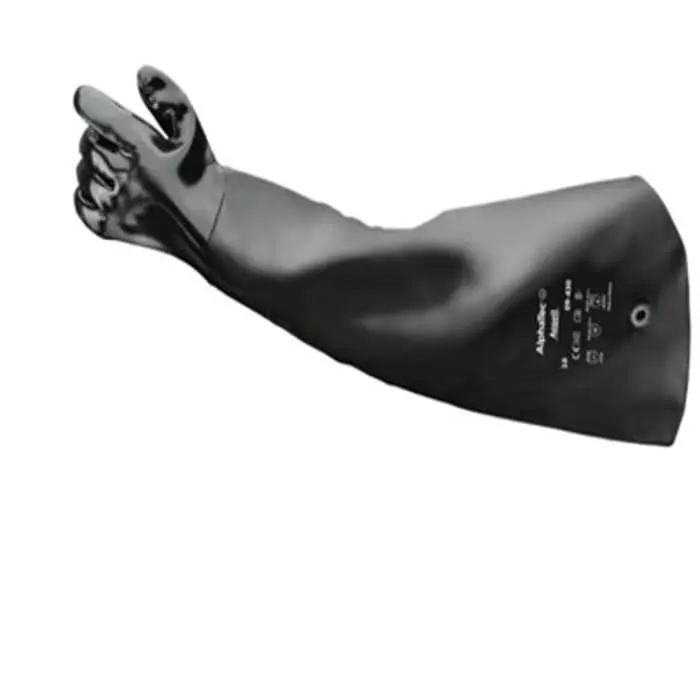 Ansell AlphaTec 09-430 Black Cotton Jersey Chemical Resistant Work Gloves Size 10 Neoprene Coating, 9430100 (1 Pair)