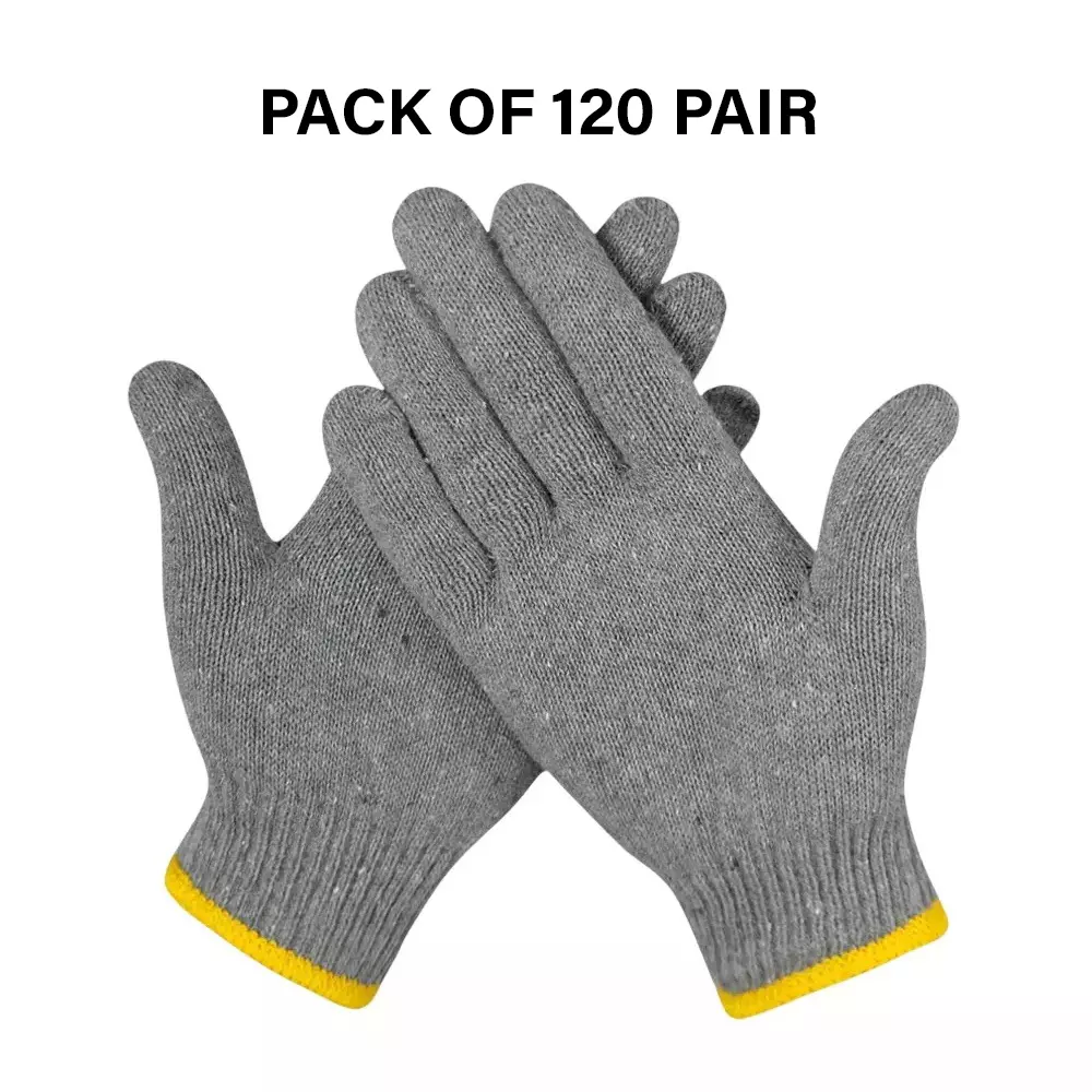 Swavind Safety Hand Gloves Lint-Free Nylon Anti Static Soft & Stretchable Grey Free Size (Pack of 120 Pair)