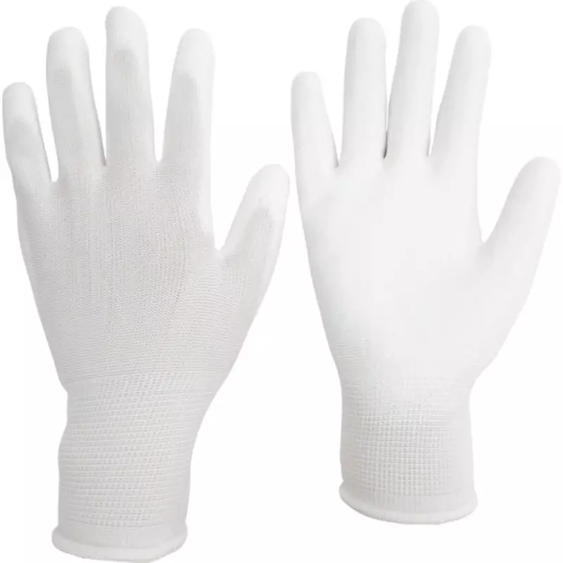 MIDORI Polyester Gloves White, List: White S Size 17.8 cm Palm Circumference, Anti-slip: Polyurethane, NPU-130N-S (Pack of 10 Pair)