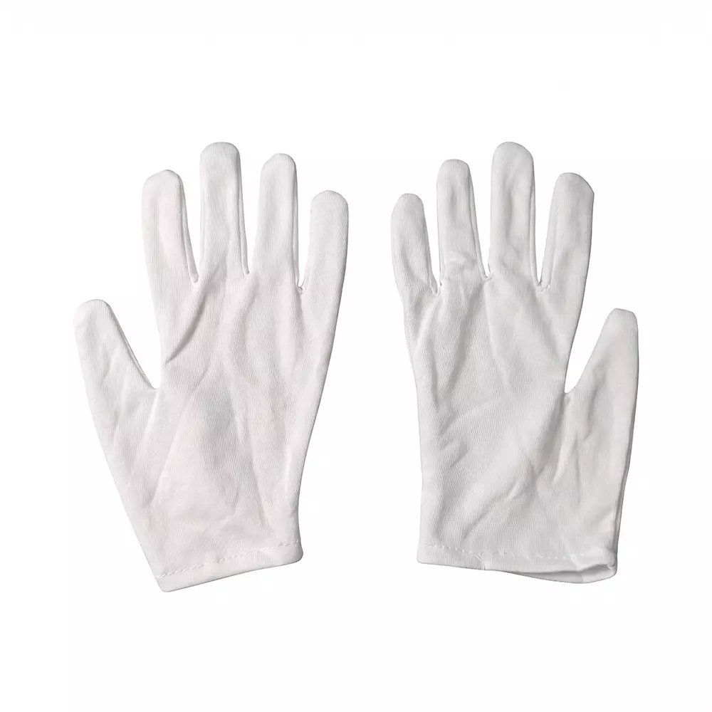 GENERIC 9 Inch Size Plain White Stretchable Nylon Hand Gloves for Industrial Usage; Pack of 12 pairs