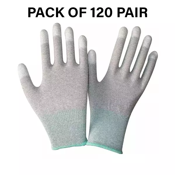 Swavind Safety Hand Gloves Synthetic Fabric Non-Slip Grip White Free Size (Pack of 120 Pair)