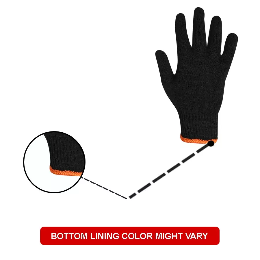 Swavind Safety Hand Gloves Lint-Free Nylon Anti Static Soft & Stretchable Black Free Size (Pack of 600 Pair)