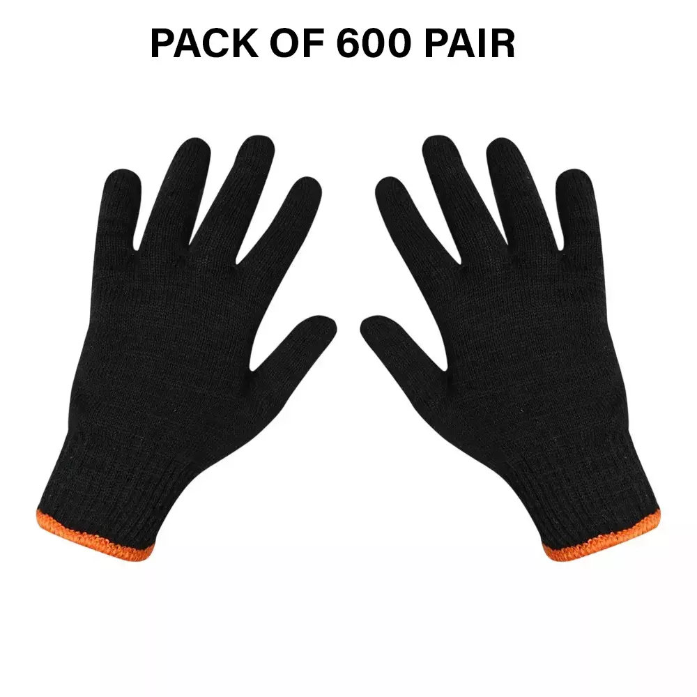 Swavind Safety Hand Gloves Lint-Free Nylon Anti Static Soft & Stretchable Black Free Size (Pack of 600 Pair)