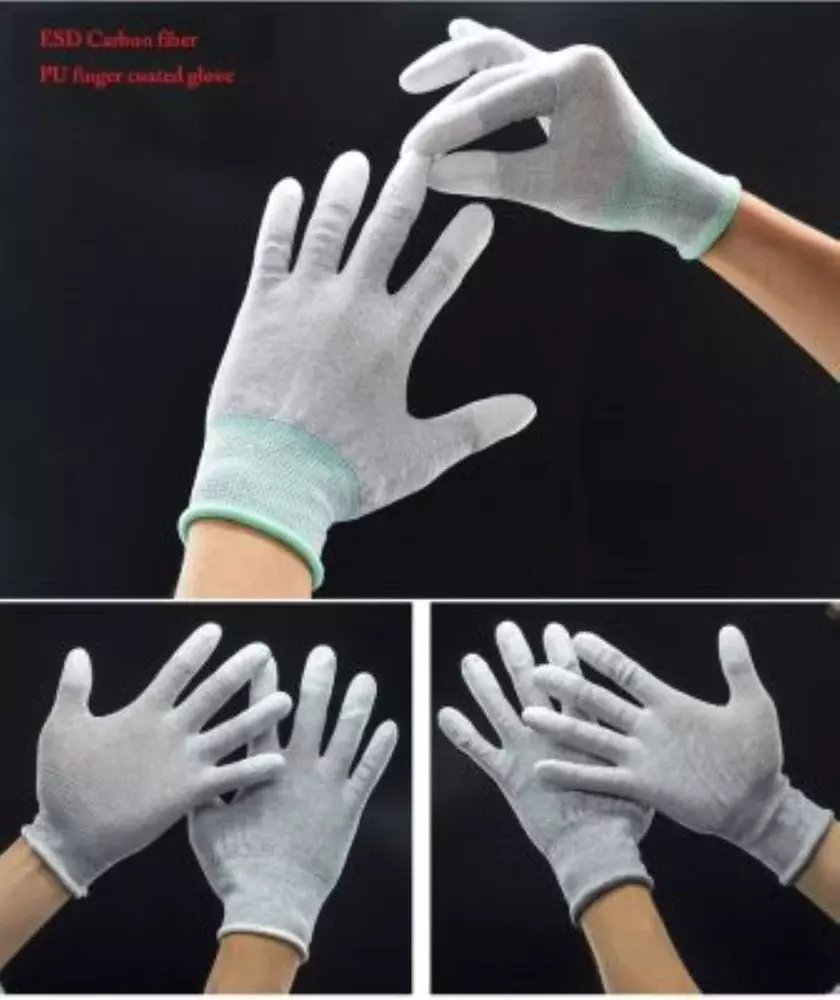 Swavind Safety Hand Gloves Synthetic Fabric Non-Slip Grip White Free Size (Pack of 12 Pair)