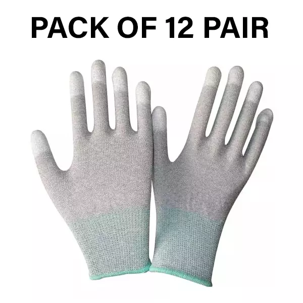 Swavind Safety Hand Gloves Synthetic Fabric Non-Slip Grip White Free Size (Pack of 12 Pair)