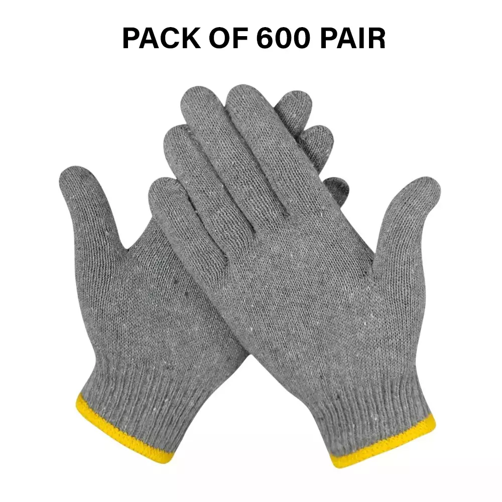 Swavind Safety Hand Gloves Lint-Free Nylon Anti Static Soft & Stretchable Grey Free Size (Pack of 600 Pair)