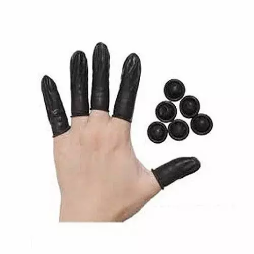 GLOBALSS Finger Cots Rubber BLACK Medium for Personal & Professional Use (Pack of 1000)