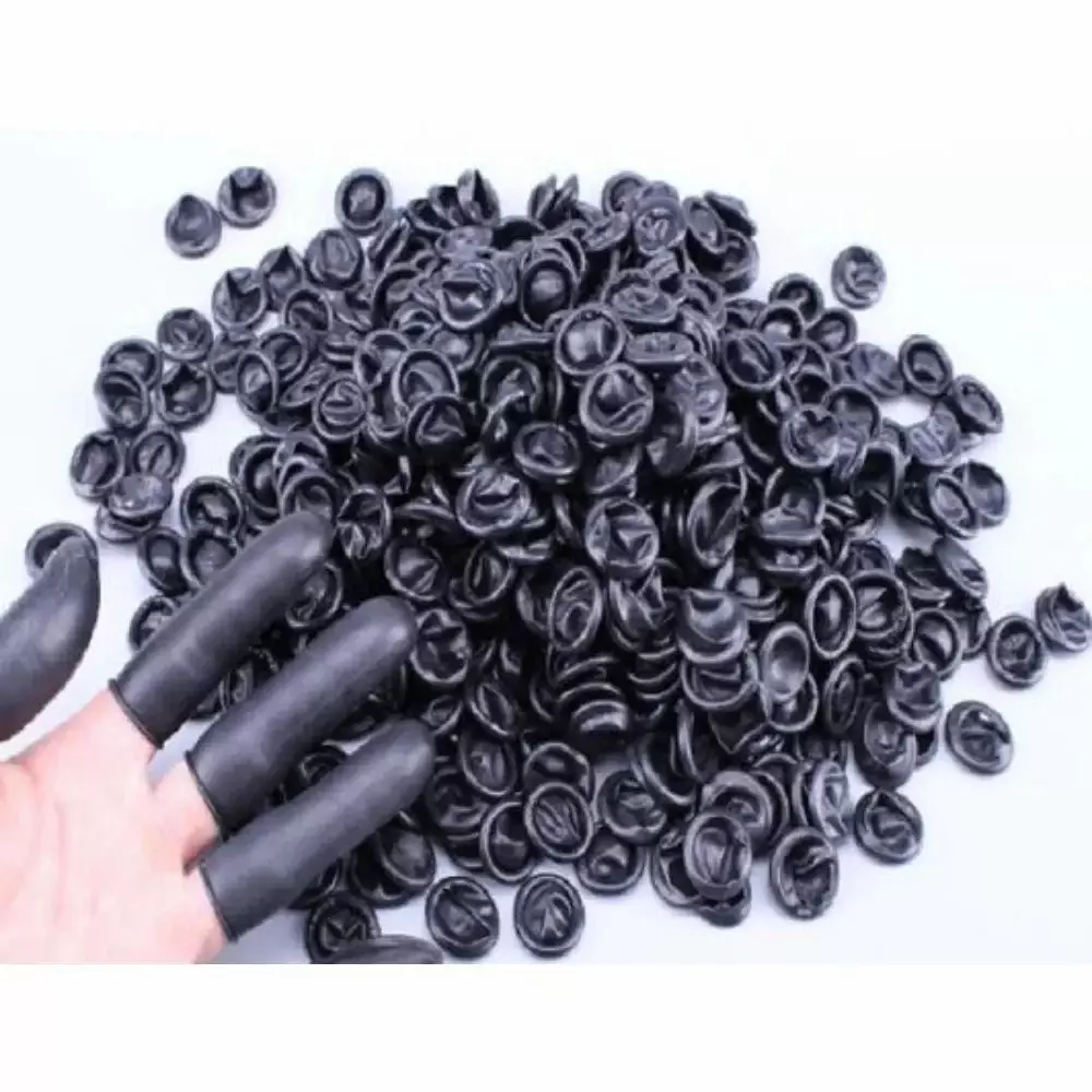 GLOBALSS Finger Cots Rubber BLACK Medium for Personal & Professional Use (Pack of 1000)