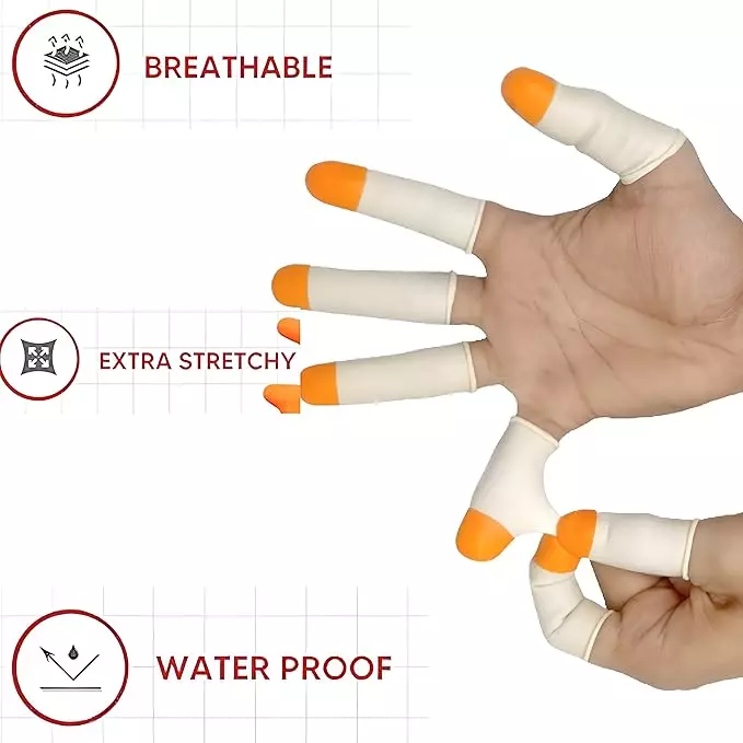 swavind-reusable-finger-coats-latex-rubber-anti-slip-anti-static-white-orange-for-electronic-assembly-industrial-work-144-pcs-x-6-pack