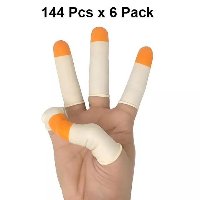 swavind-reusable-finger-coats-latex-rubber-anti-slip-anti-static-white-orange-for-electronic-assembly-industrial-work-144-pcs-x-6-pack