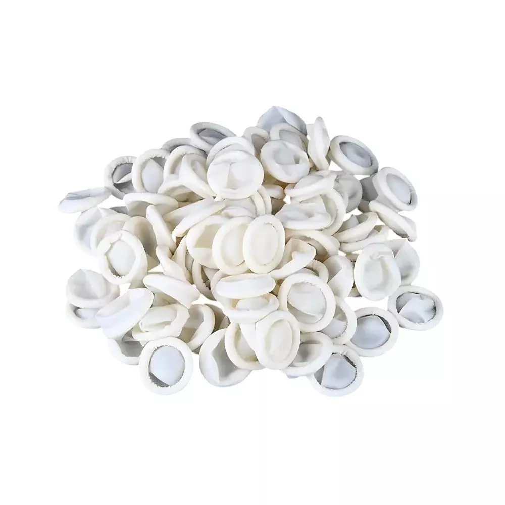 GLOBALSS Finger Cots Rubber White Free Size (Pack of 1000)