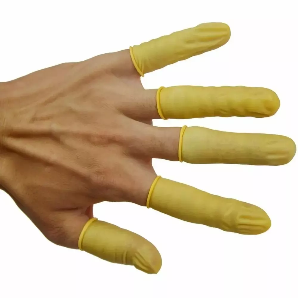 GLOBALSS ESD Finger Cot Rubber Yellow for Personal & Professional Use (Pack of 1000)