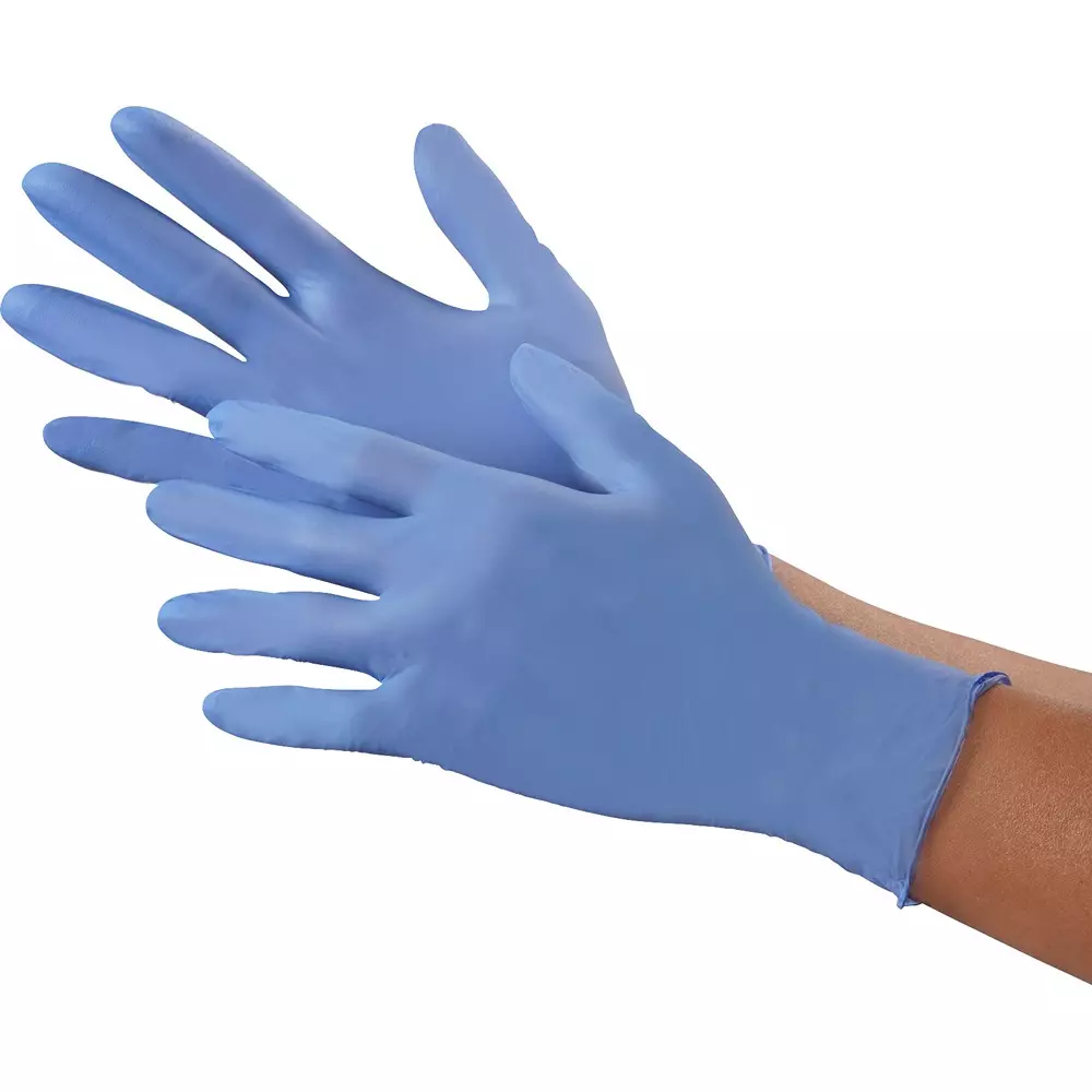MonotaRO Nitrile Rubber Gloves, Thin, No Powder Blue 0.08 mm Thickness, 13150167 (Pack of 100 Pcs)