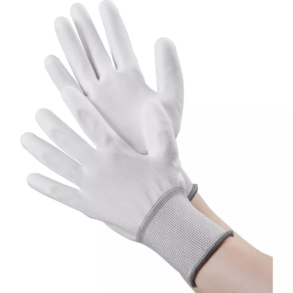 MonotaRO Work Gloves Polyester Palm Coating White L Size, 28774237 (Pcka of 12 Pair)