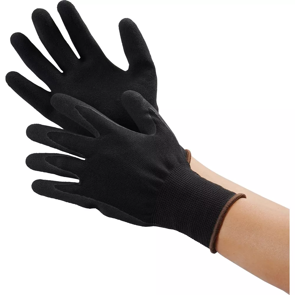 MonotaRO Unlined Gloves, Thin Foam Rubber Coating 100% polyester Black LL Size, L9301