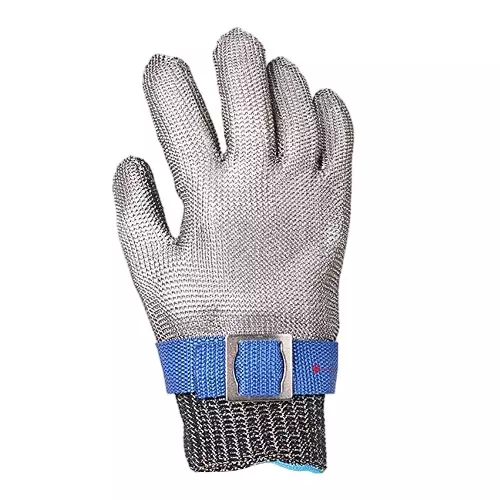 SWAVIND Stainless Steel Cut Resistant Glove Reusable Silver Large (Single Glove), GL09